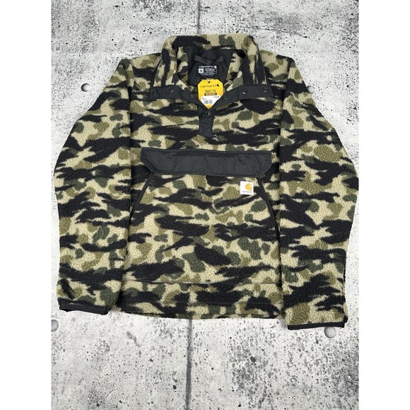 Carhartt Duck Camo Fleece Sherpa Jacket 104991 Size L Snap Neck Medium NWT Mens - Picture 2 of 8